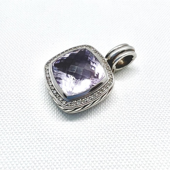 David Yurman Albion 14mm Lavender Amethyst Diamond Pendant Enhancer - Picture 4 of 14